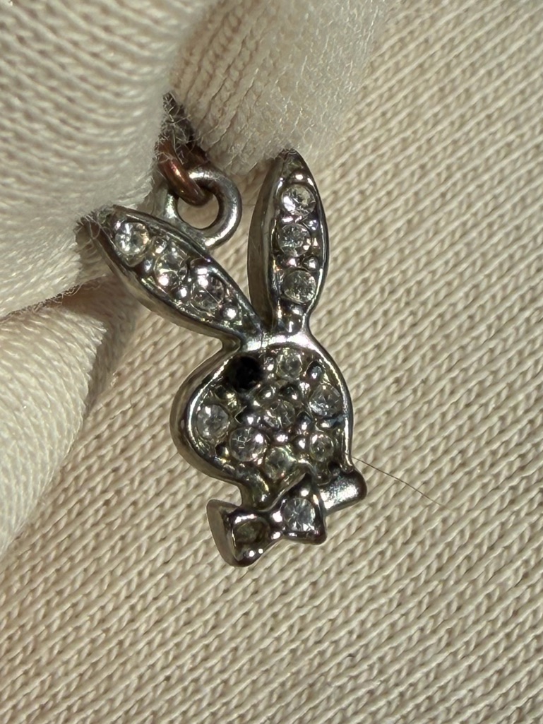 Small Playboy Bunny Pendant Charm - Silver